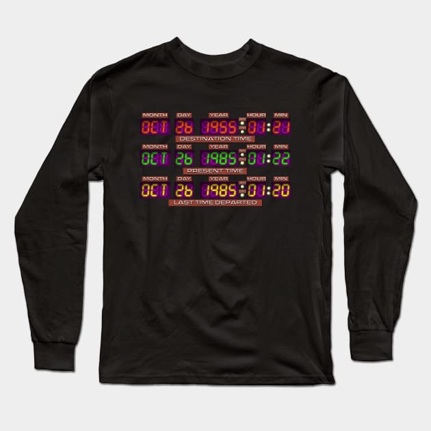 TIME MACHINE READOUT Long Sleeve T-Shirt by Curvy Space Retro